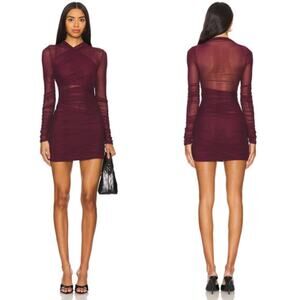 SER.O.YA | Moxey Mini Dress in Merlot Mesh Wrap XS w/ Tags
